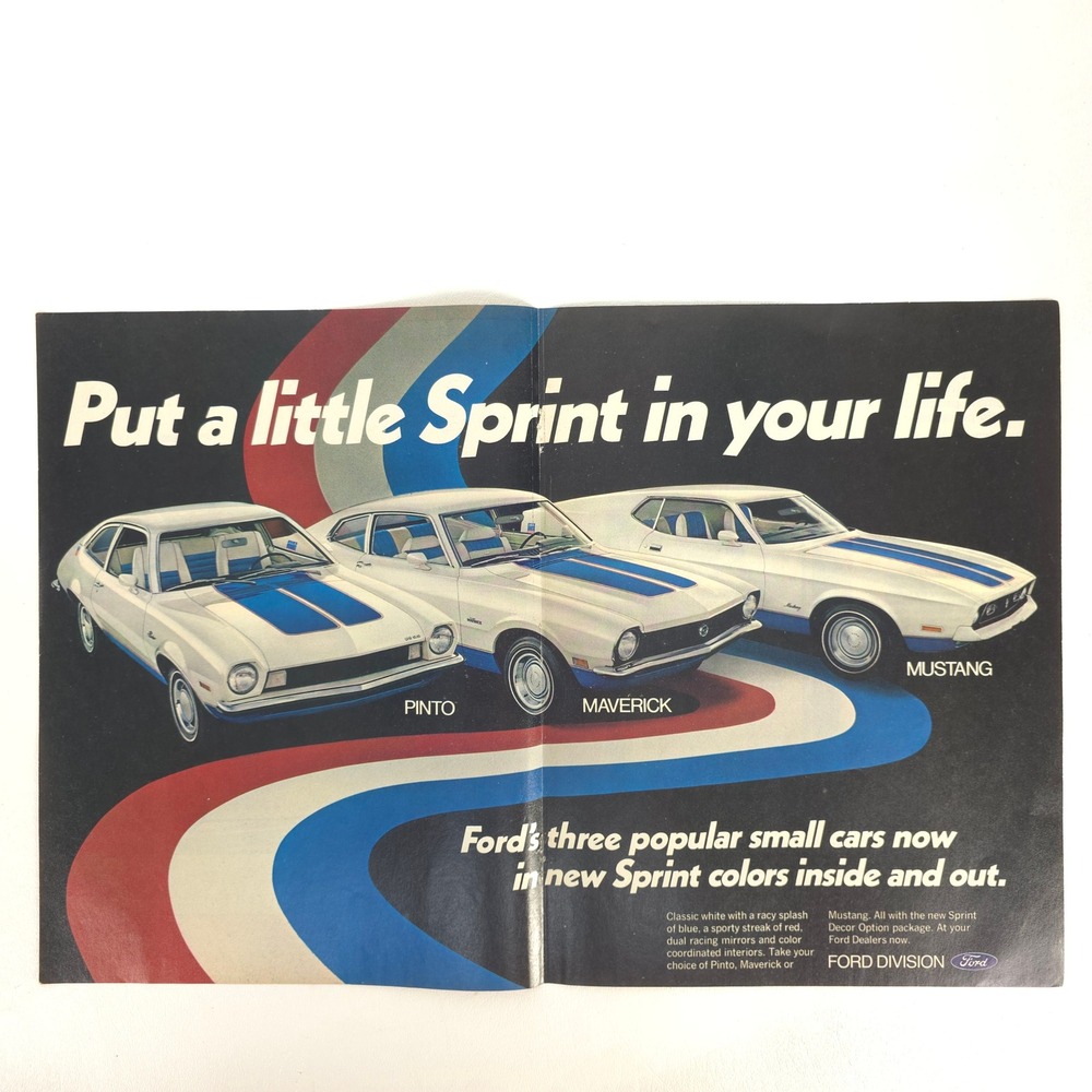 Vintage Ford Sprint Cars Print Ad Garage Wall Art Advertising Show Display Promo